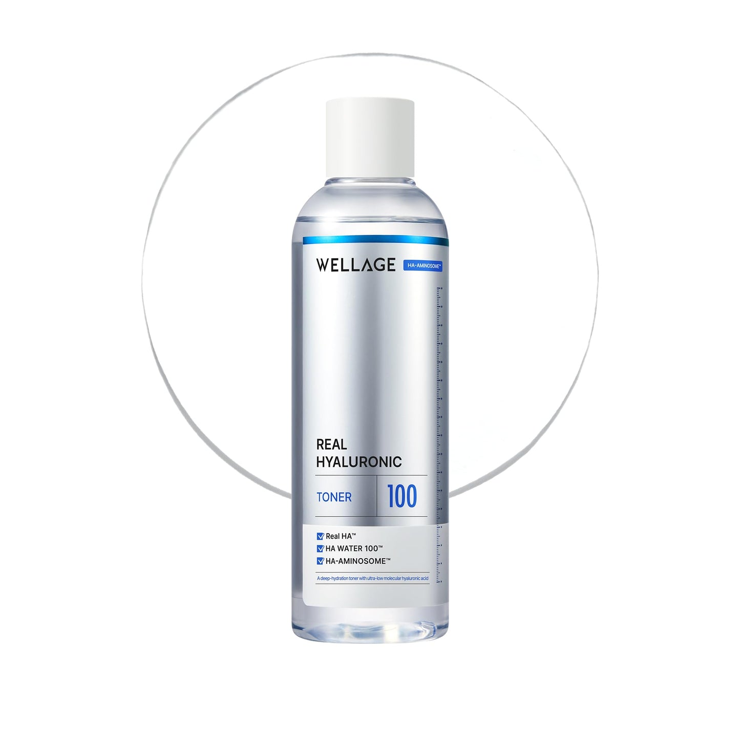 WELLAGE Real Hyaluronic Blue Toner 100, 6.76 fl.oz + Real Hyaluronic Blue Ampoule 100 1.01 fl.oz + Real Hyaluronic Cream 100, 1.69oz. Bundle