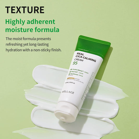 WELLAGE Real Cica Calming Trouble Ampoule 1.69 fl.oz + Cica Calming Cream 2.7oz Bundle