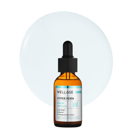 WELLAGE Korean Hyper PDRN Repair Anti-Aging Serum Ampoule - Hyaluronic Acid, Collagen Elasticity Pore Care with Sodium DNA, Beta-Glucan and Panthenol, 1.01 fl.oz