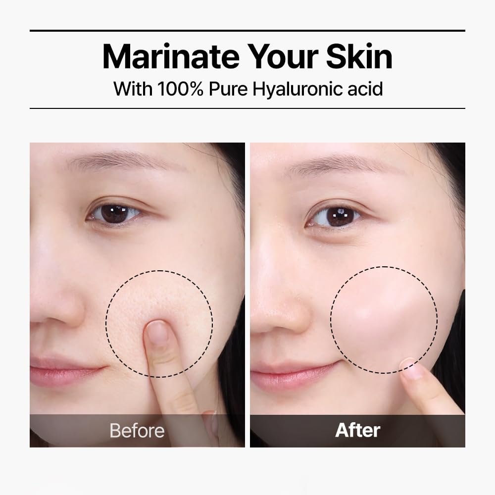 WELLAGE Real Hyaluronic Blue Ampoule 100, Korean Hydrating Serum for Face, Skin Firming Hyaluronic Acid Serum with Panthenol for Sensitive Skin, (3.38Fl.oz + 2.53Fl.oz)