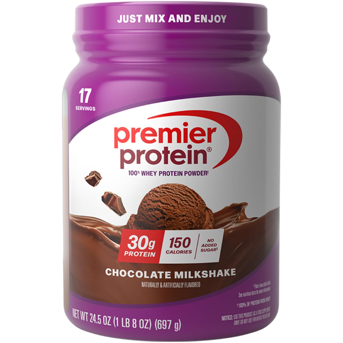 Premier Protein 30g High Protein Powder, 100% Whey, Chocolate, 29 Servings | No Added Sugar, Supports Muscle Health, Soy & Gluten-Free, 2.6 lb