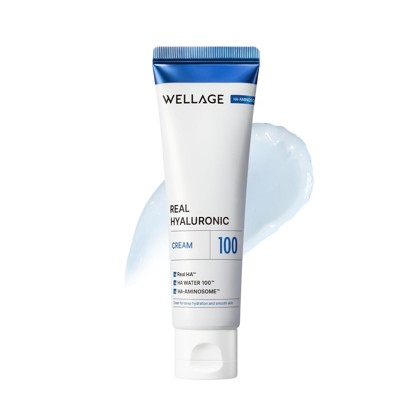 WELLAGE Real Hyaluronic Blue Toner 100, 6.76 fl.oz + Real Hyaluronic Blue Ampoule 100 1.01 fl.oz + Real Hyaluronic Cream 100, 1.69oz. Bundle