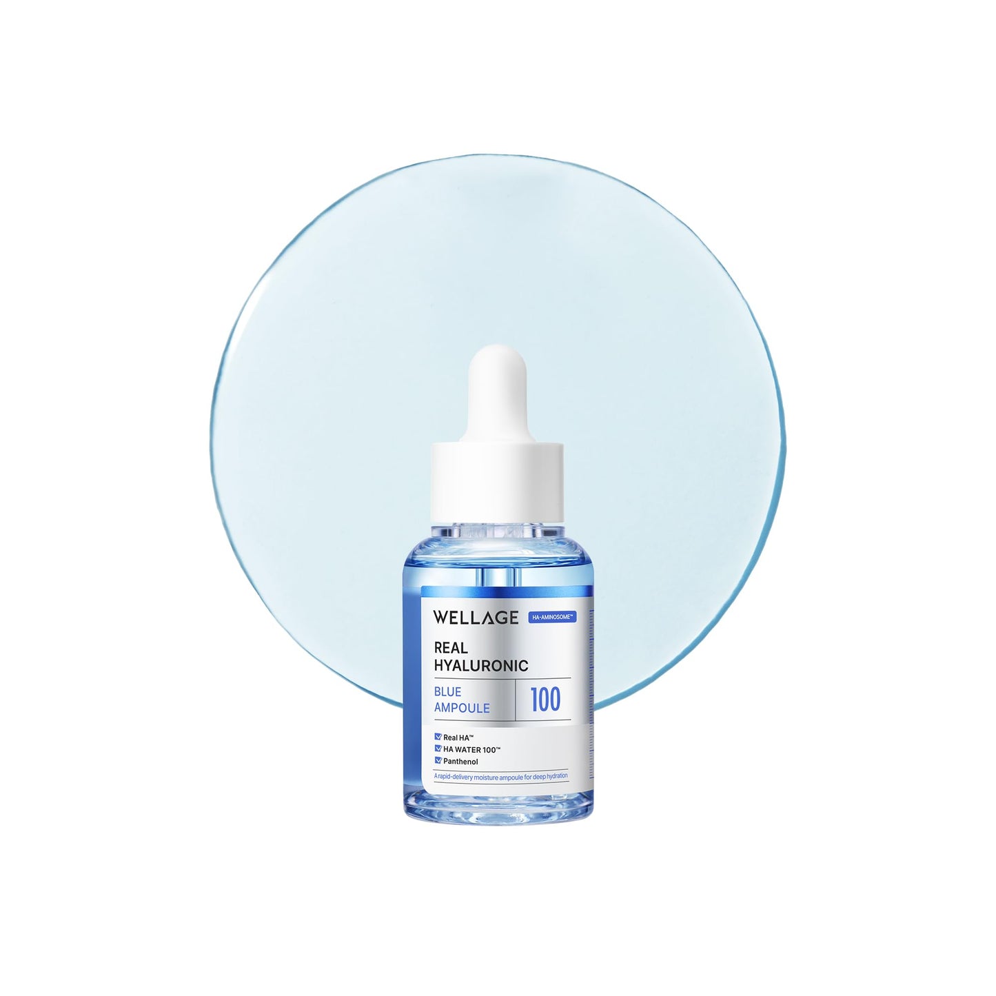 WELLAGE Real Hyaluronic Blue Toner 100, 6.76 fl.oz + Real Hyaluronic Blue Ampoule 100 1.01 fl.oz + Real Hyaluronic Cream 100, 1.69oz. Bundle