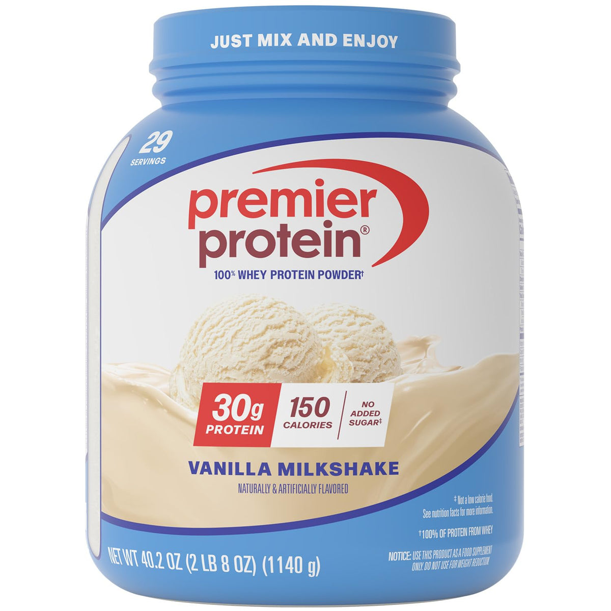 Premier Protein 30g High Protein Powder, 100% Whey, Chocolate, 29 Servings | No Added Sugar, Supports Muscle Health, Soy & Gluten-Free, 2.6 lb