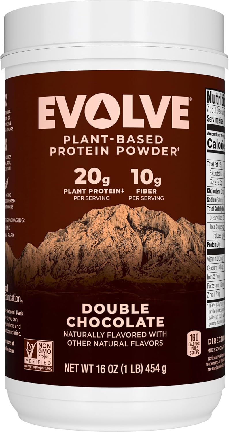 Evolve Protein Powder, Classic Chocolate, 20g Protein,10g Fiber, 1 Lb