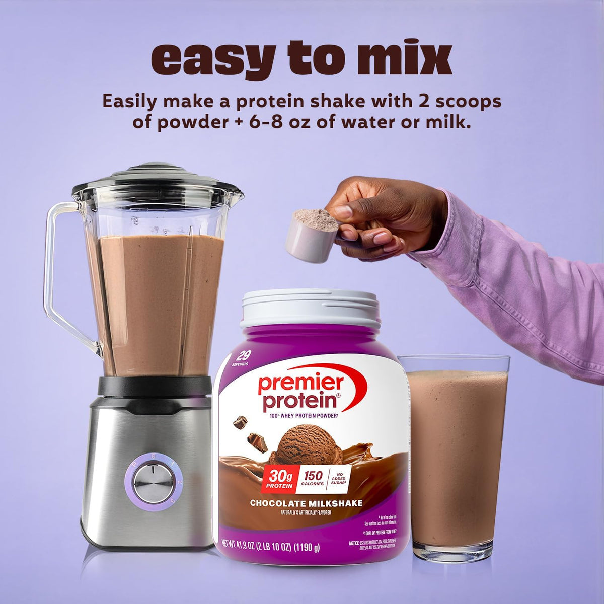 Premier Protein 30g High Protein Powder, 100% Whey, Chocolate, 29 Servings | No Added Sugar, Supports Muscle Health, Soy & Gluten-Free, 2.6 lb