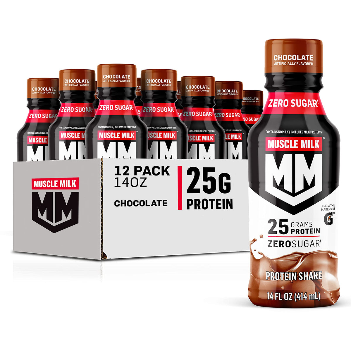 Muscle Milk Genuine Protein Shake, Strawberries 'N Crème, 25g Protein, 14 Fl Oz, 12 Pack