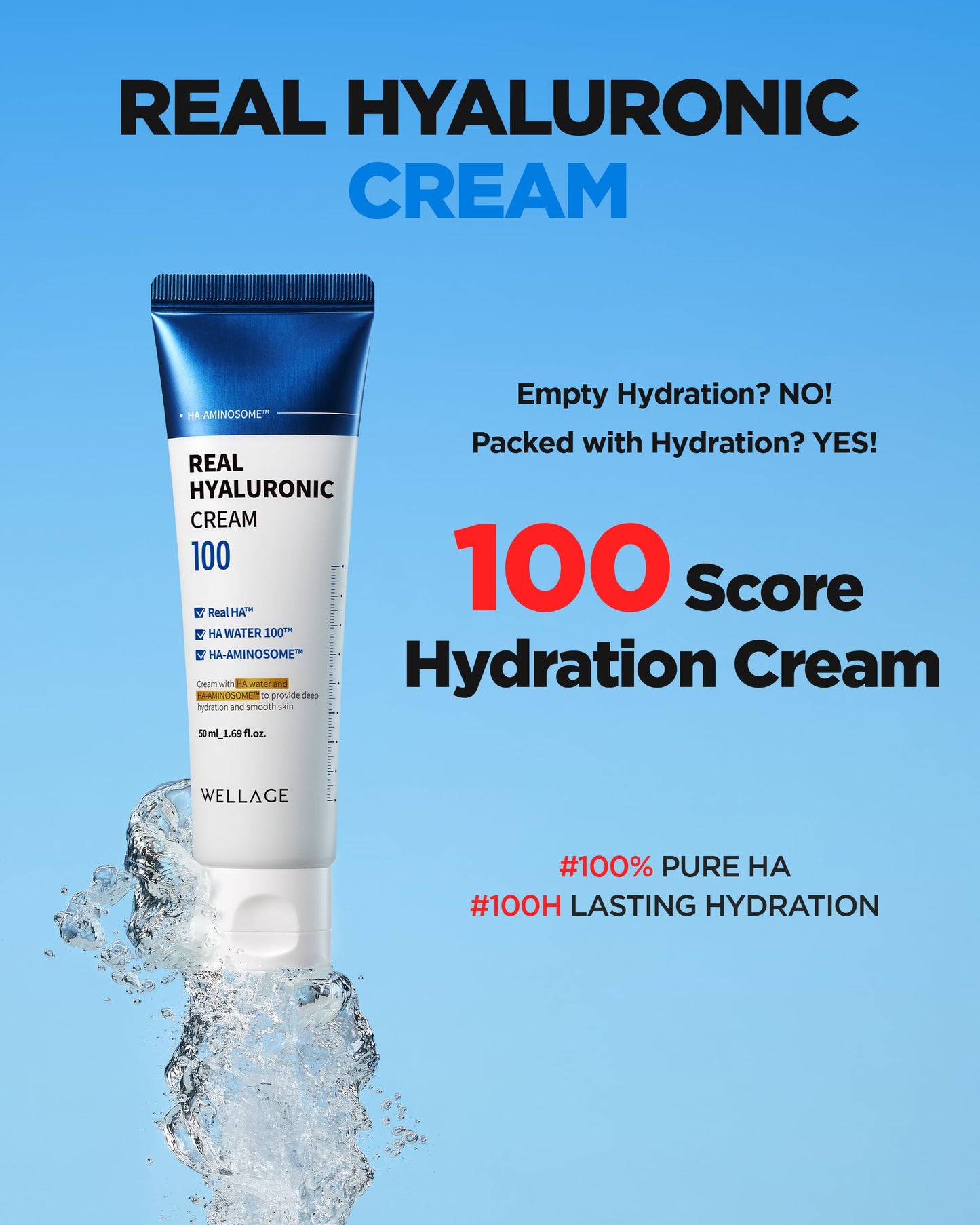 Wellage Hyaluronic Blue Ampoule 100 2.54 fl.oz + Cream 2.7 fl.oz