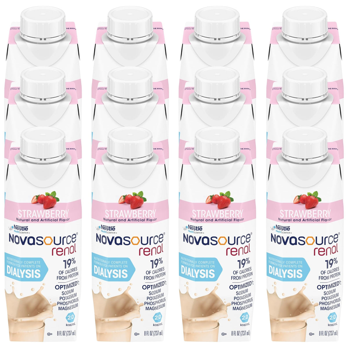 NOVASOURCE Renal Strawberry Dialysis Protein Shake, 8 Fl Oz, 24pk