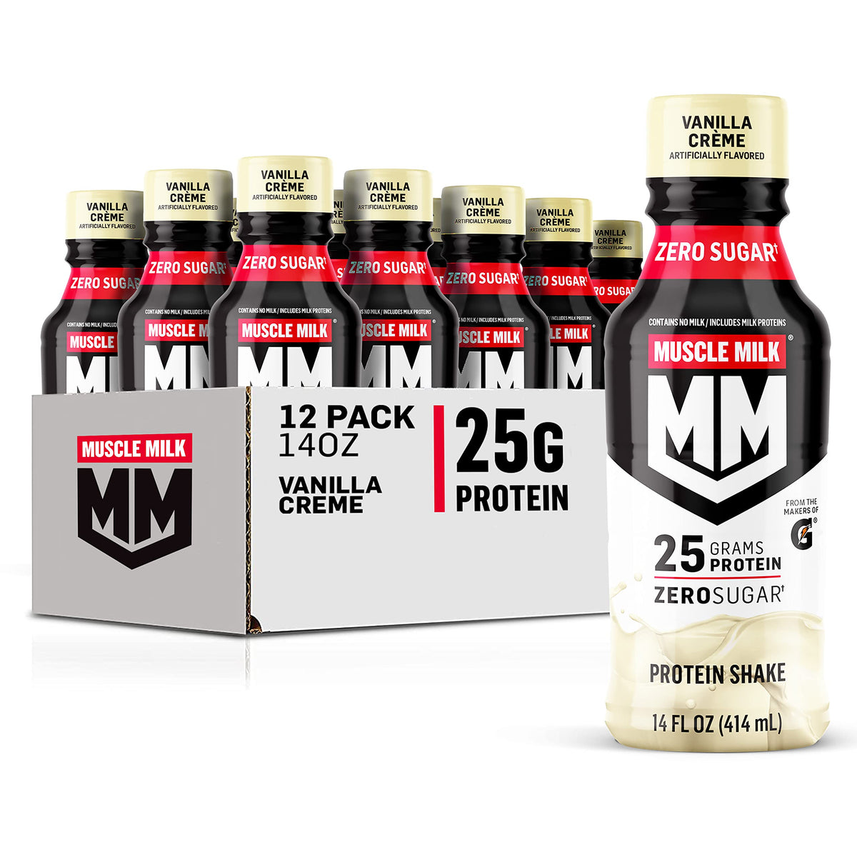 Muscle Milk Genuine Protein Shake, Strawberries 'N Crème, 25g Protein, 14 Fl Oz, 12 Pack
