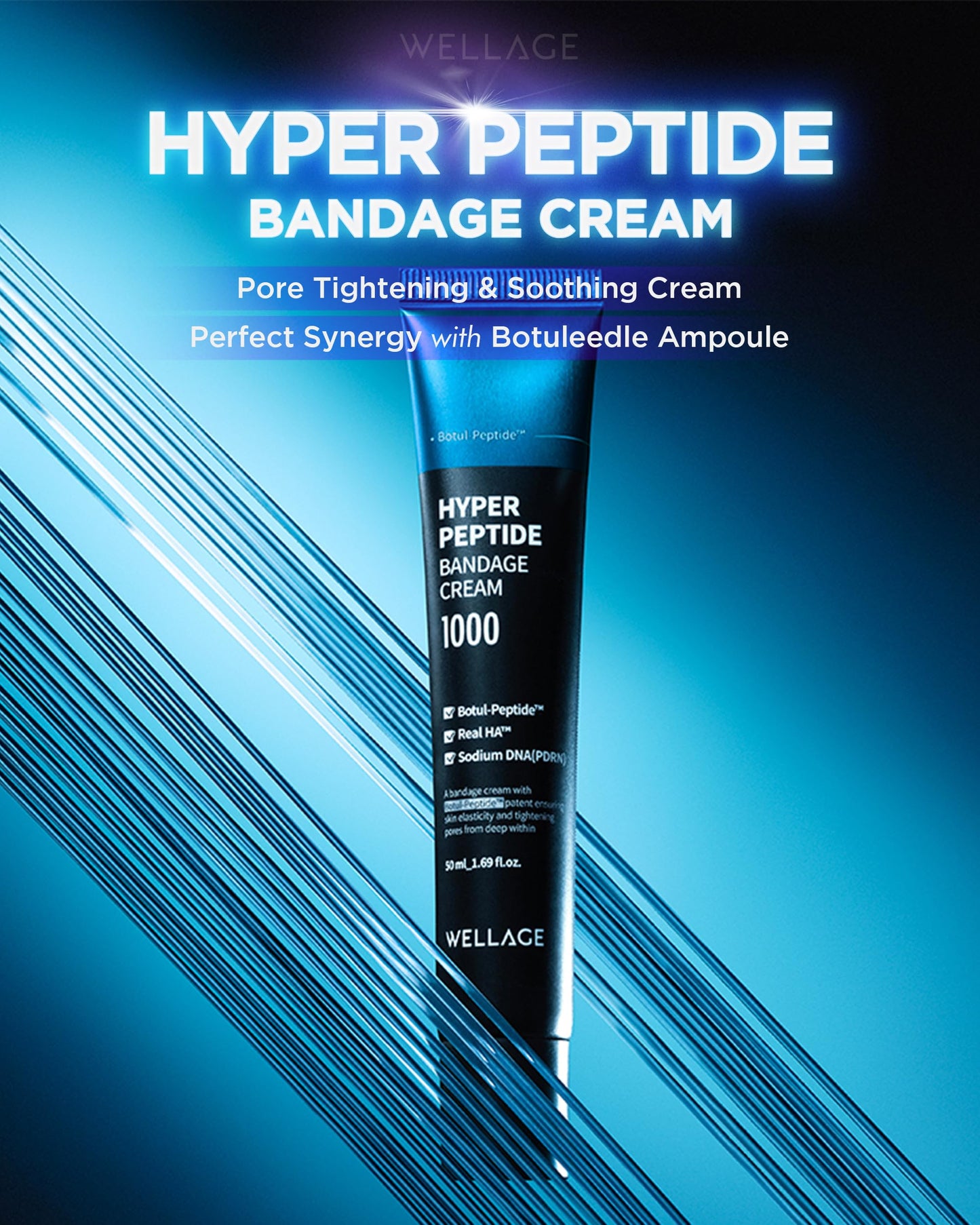 WELLAGE Hyper Peptide Botuleedle Ampoule 1.69 fl.oz + Bandage Cream 1.69 fl.oz
