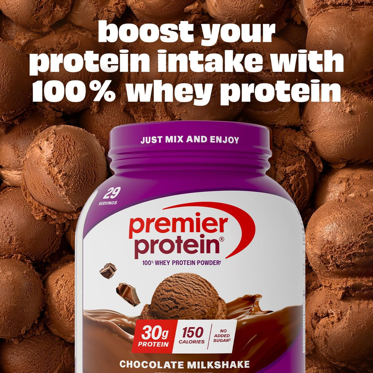 Premier Protein 30g High Protein Powder, 100% Whey, Chocolate, 29 Servings | No Added Sugar, Supports Muscle Health, Soy & Gluten-Free, 2.6 lb