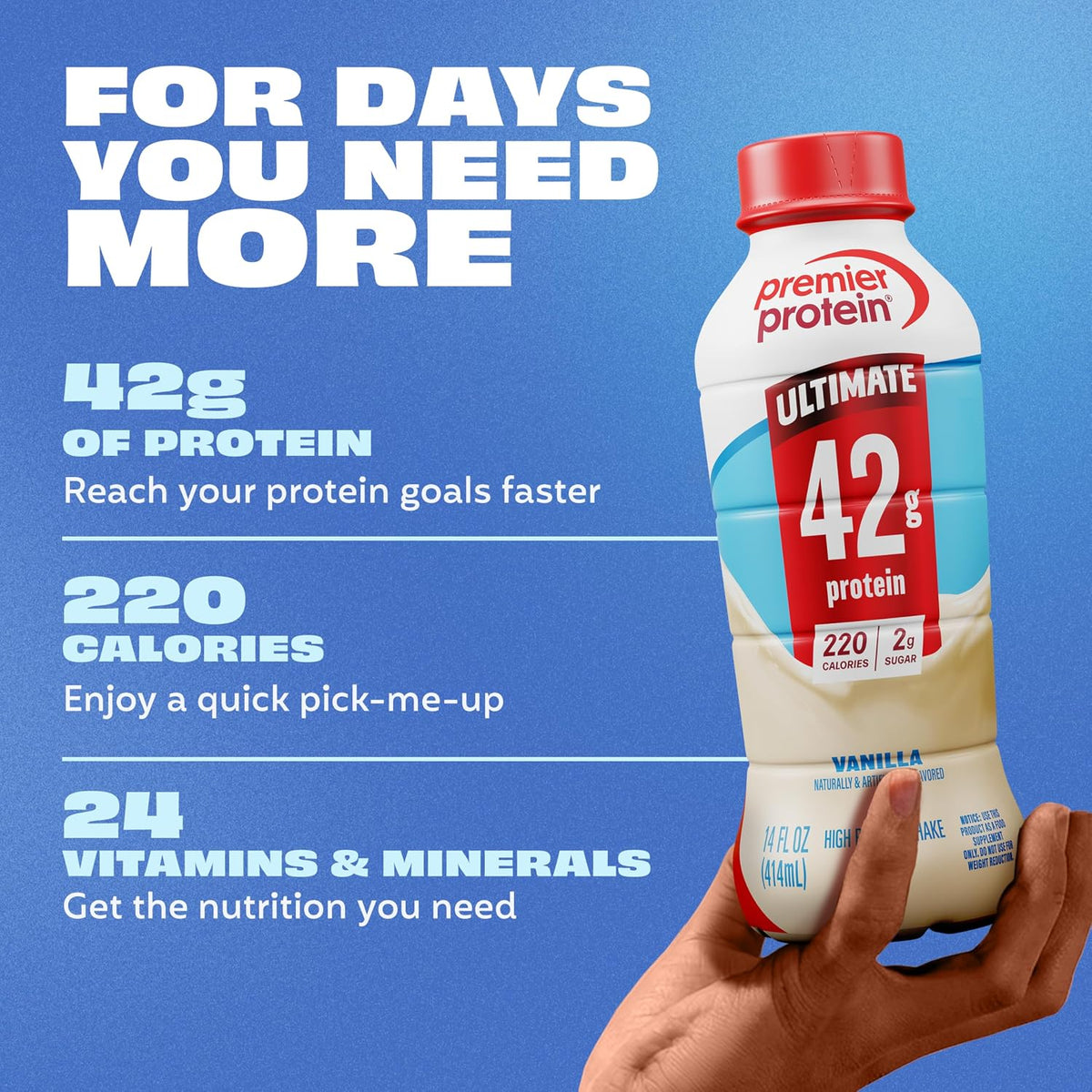 Premier Protein ULTIMATE 42g High Protein Shake, Vanilla, 12 Pack
